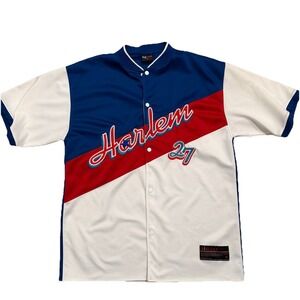 Harlem Stars Baseball Jersey XL Snap Front Red White Blue BigLand #27